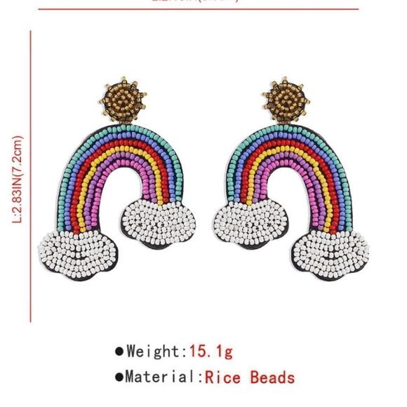 New RICEBEAD RAINBOW DANGLE EARRINGS - Picture 5 of 9